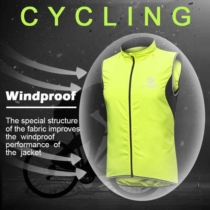 X-TIGER Windproof Cycling Vest Rainproof Sleeveless Reflective Safety Vest