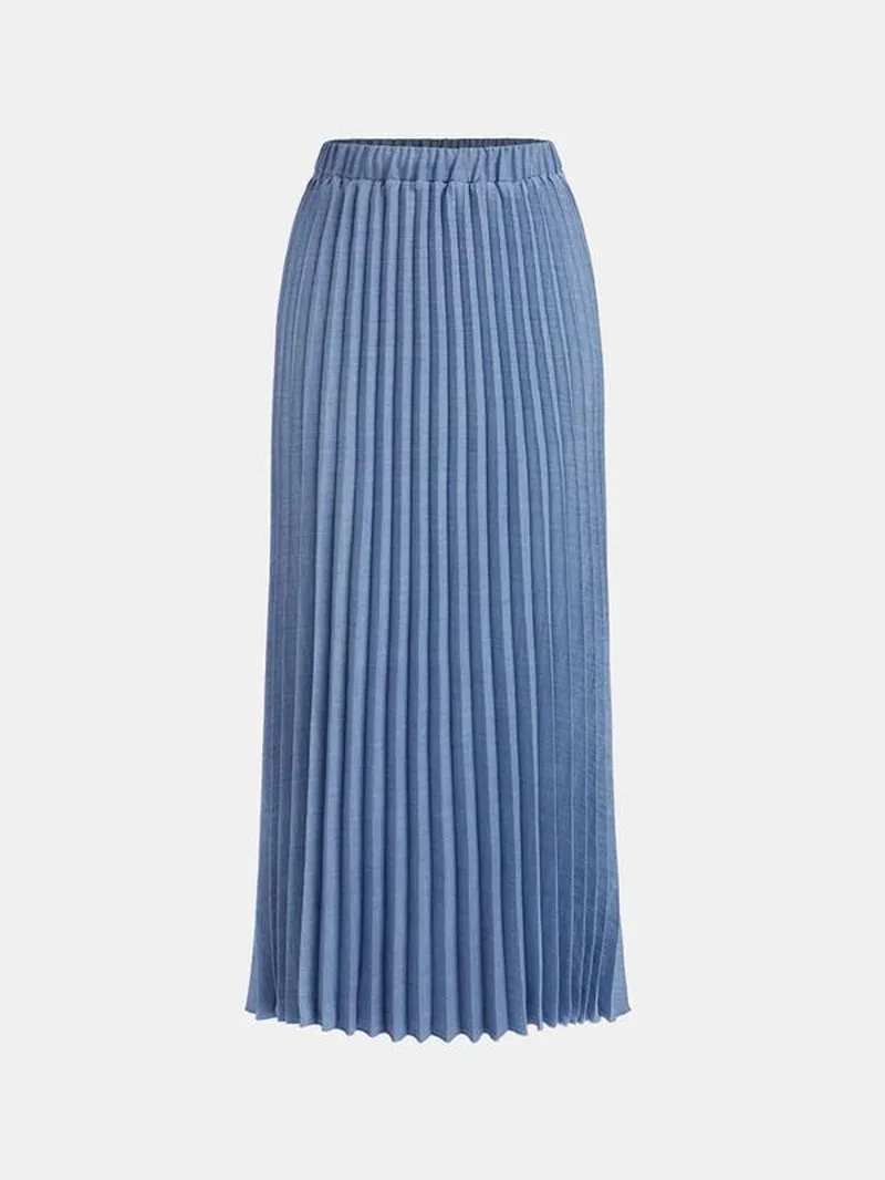 YOZY Two-Piece Set Women'S Solid Wrap Drop Shoulder Top & Elastic Waist Pleated Skirt, Elegant Fashion Casual Collared Top & Long Skirt for Daily Outdoor Wear, Ladies Outfits for All Seasons